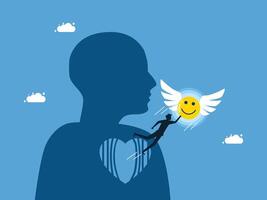 a man with wings and a smile on his chest vector