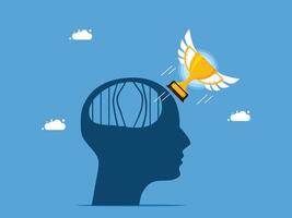 a person's head with a trophy in it vector