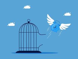 a bird in a cage with a clock and wings vector