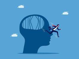 businessman running in the head of a brain vector