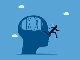 man running in the head of a brain vector