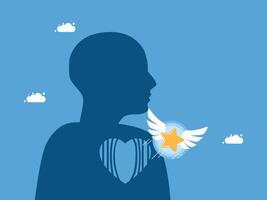 a silhouette of a man with wings and a heart vector
