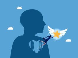 a silhouette of a man with wings and a heart vector