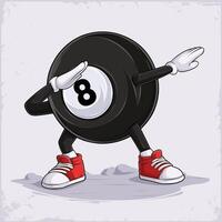 Hand drawn funny Dabbing billiards Ball with hands and legs doing dab dance gesture pose isolated vector