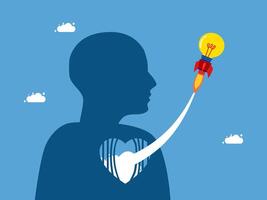 a silhouette of a man with a rocket in his heart vector