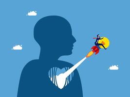 a man with a rocket in his chest and a heart vector