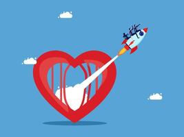a rocket is flying through a heart vector