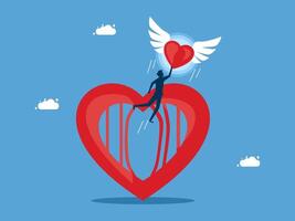 a man is holding a heart on top of a heart shaped object vector