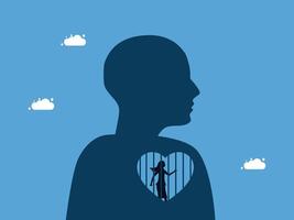 a silhouette of a man with a heart in his chest vector
