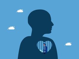 man with a heart in his chest vector