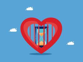 an hourglass in a heart with clouds in the background vector
