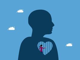 woman in a heart shaped object vector