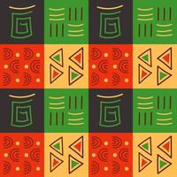Traditional African inspired geometric pattern with vibrant colors and abstract shapes vector