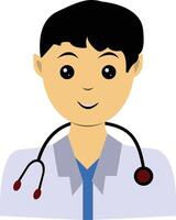 Illustration of Guy Doctor with White Uniform and Stethoscope vector