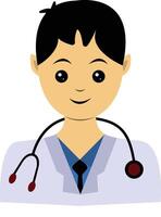 Illustration of Guy Doctor with White Uniform and Stethoscope vector