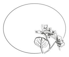 Floral round frame hand drawing design. flower border for invitation or greeting card. vector
