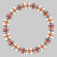 Round frame vintage pattern design template. Circle border designs plaid fabric texture. Scottish tartan background for collage art, gif card, handmade crafts. vector