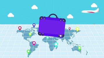 Traveling with a suitcase on a map video