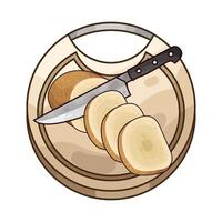Cut the potatoes on a cutting board vector