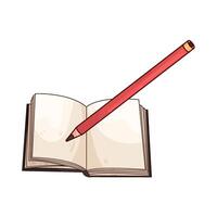 illustration of open book with pencil vector