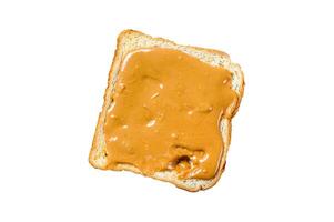 Peanut butter sandwich toast. Isolated on white background. photo