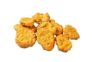 Fried crispy chicken nuggets Isolated on white background, top view. photo