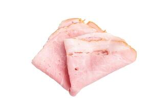 Italian Prosciutto Cotto, Sliced Pork Ham isolated on white background. top view photo