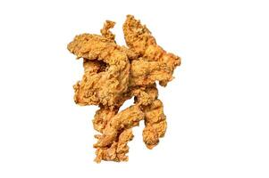 Crispy fried breaded chicken breast strips. Isolated on white background, Top view. photo