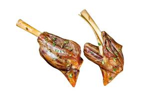 Stew goat Shanks Isolated on white background, Top view. photo