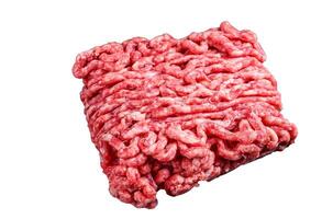 Raw mince beef, ground meat. Isolated on white background. photo