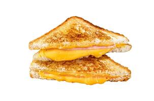 Homemade fried ham and cheese sandwich Isolated on white background, Top view. photo