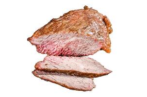 Roast beef tri tip steak bbq. Isolated on white background, Top view. photo