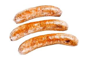 Sausages barbecue fried with spices and herbs Isolated on white background, Top view. photo