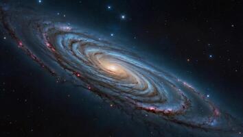5h Panoramic shot of a distant galaxy, with swirling nebulae, glittering star clusters, and mysterious black holes, showcasing the vastness and beauty of outer space. photo