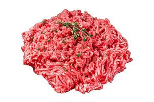 Raw ground beef or veal meat Isolated on white background, top view. photo