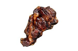 Rib eye steak Isolated on white background. Top view. photo