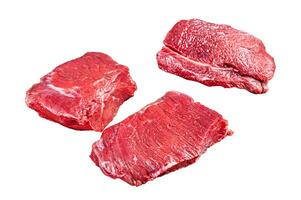 Raw Wild Game Meat of Venison dear ready for cooking. Isolated, white background. photo