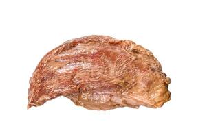 Raw marinated beef tri-tip steak for roast. Isolated on white background, Top view. photo