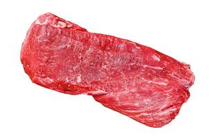 Whole Raw fillet Tenderloin beef meat for steaks. Isolated on white background, top view. photo