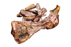 Grilled goat or lamb mutton shoulder meat Isolated on white background, top view. photo