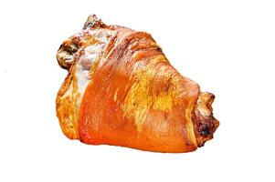 Baked pork leg eisbein. Isolated on white background. Top view. photo