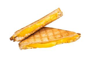 Toasted cheese sandwich isolated on white background. top view photo