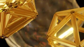 3d render, Abstract shape gold colors background, looping animation background and gold concept video