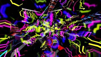3D futuristic neon abstract background, Laser rays colorful lights animations loop video