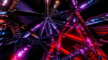 3D futuristic neon abstract background, Laser rays colorful lights animations loop video