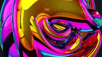3d render, Abstract smooth shape holographic colors on black background, loops animation video