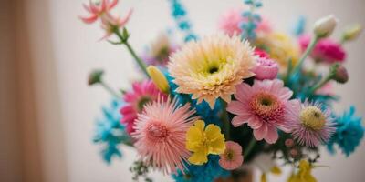 A tight shot of numerous flowers with a softly blurred foreground and background. photo