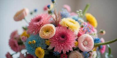 A tight shot of numerous flowers with a softly blurred foreground and background. photo