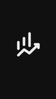 Growth trends line and chart icon outline simple animation. Icon simple animated vertical concept on black and white background. video