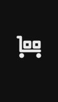 Trolley shopping icon outline simple animation. Icon simple animated vertical concept on black and white background. video